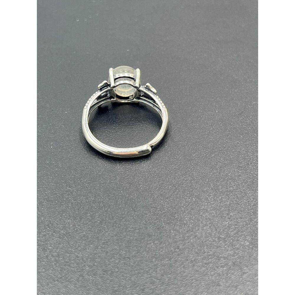 *Sterling Silver 925 Moonstone Oval Cabochon Stars Ring‎ Sz 8.75 Adjustable - Picture 6 of 8